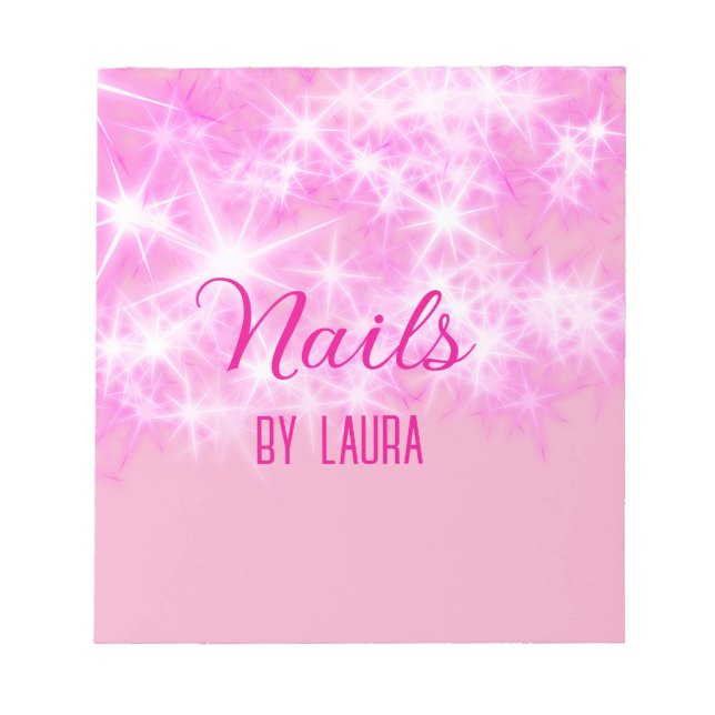 Bloc-note Ongles scintillants pastel rose girly ajoutez nom  (Devant)