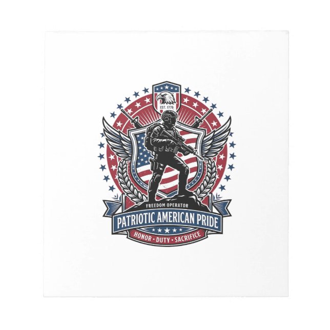 Bloc-note Opérateur de liberté patriotique silhouette insign (Devant)