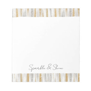 Bloc-note Or Argent Chic Glamour Paillettes Rayures Étincell