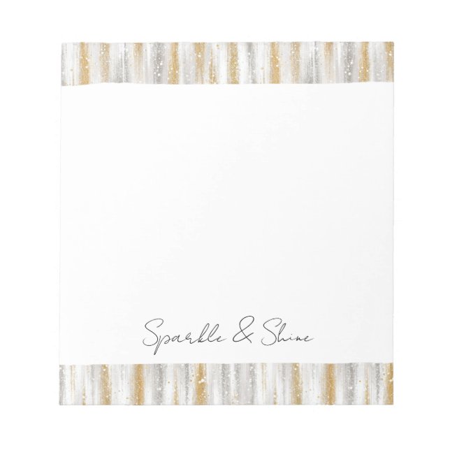 Bloc-note Or Argent Chic Glamour Paillettes Rayures Étincell (Devant)