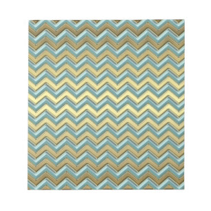 Bloc-note Or et motif turquoise de Chevron