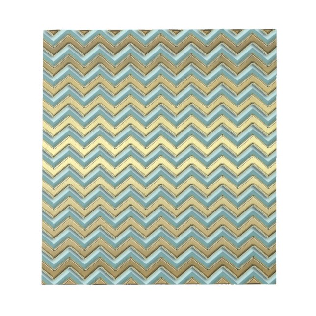 Bloc-note Or et Turquoise Motif Chevron (Devant)