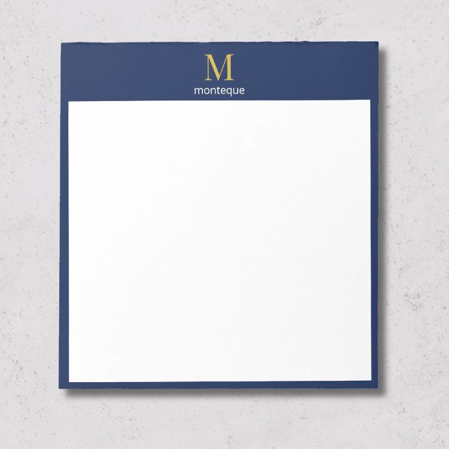 Bloc-note Or Monogramme Doré Navy Profond Nom Personnalisé L (Créateur téléchargé)