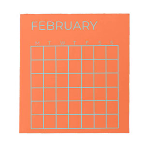 Bloc-note Orange Blue Tosca février Calendrier non daté