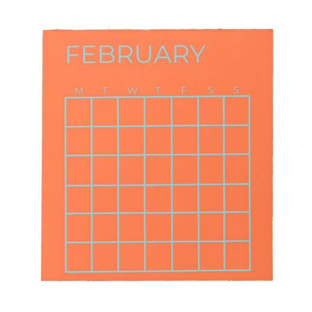 Bloc-note Orange Blue Tosca février Calendrier non daté (Devant)
