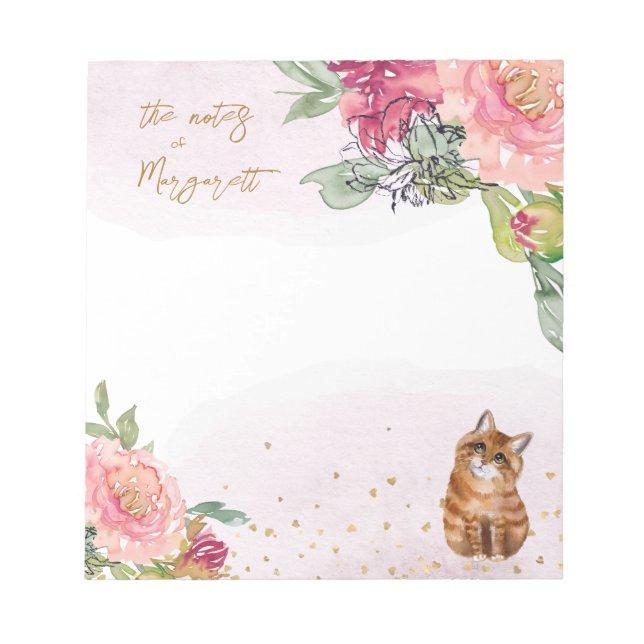 Bloc-note Orange Cat Illustration Girl Daily Notes (Devant)