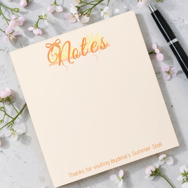 Bloc-note Orange Chaud & Jaune Personnalisé Marque (Summer colors for home or corporate giveaway. Promote your small business with style. )