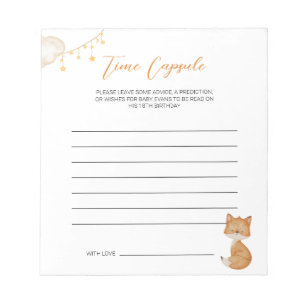 Bloc-note Orange Cute Fox Baby shower temps Capsule