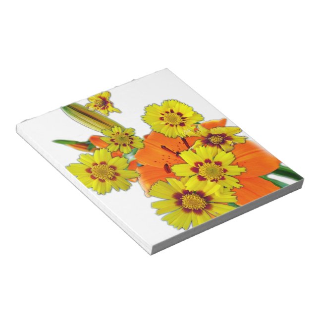 Bloc-note orange et daisy flowers (Incliné)