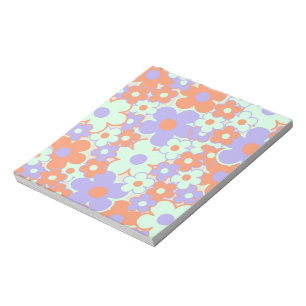 Bloc-note Orange violet bleu rétro Y2K les années 70 Fleur M