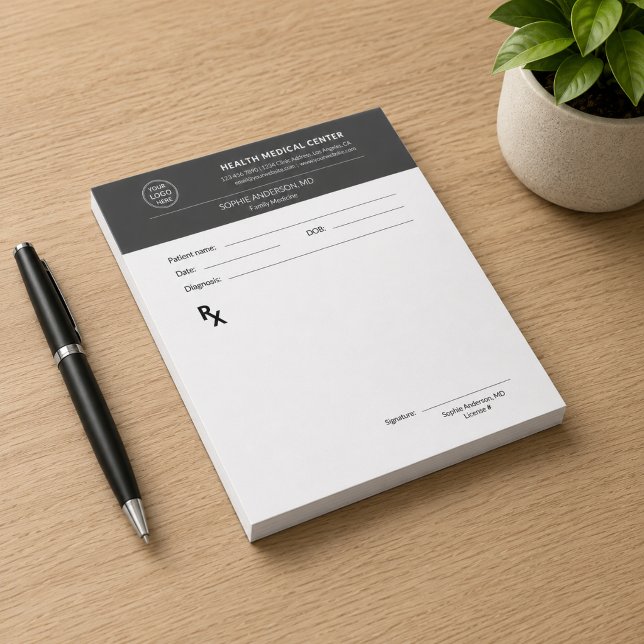 Bloc-note Ordonnance de médecin de clinique médicale gris (Medical Clinic Doctor Prescription Gray Notepad)