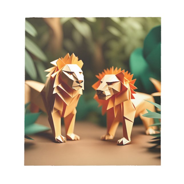 Bloc-note Origami Art-Monarque de la Jungle : Un Lion Majest (Devant)