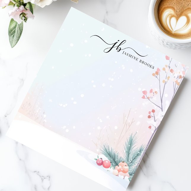 Bloc-note Ornements botaniques de neige d'hiver Personnalisé (Créateur téléchargé)