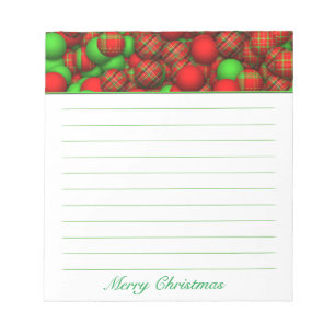 Bloc-note Ornements d'arbre de Noël de motif de tartan