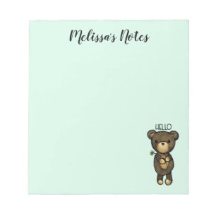 Bloc-note Ours Brown mignon tenant une Fleur Jaune