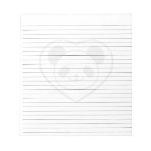 Bloc-note Ours en panda bébé en caoutchouc et cœur ligné