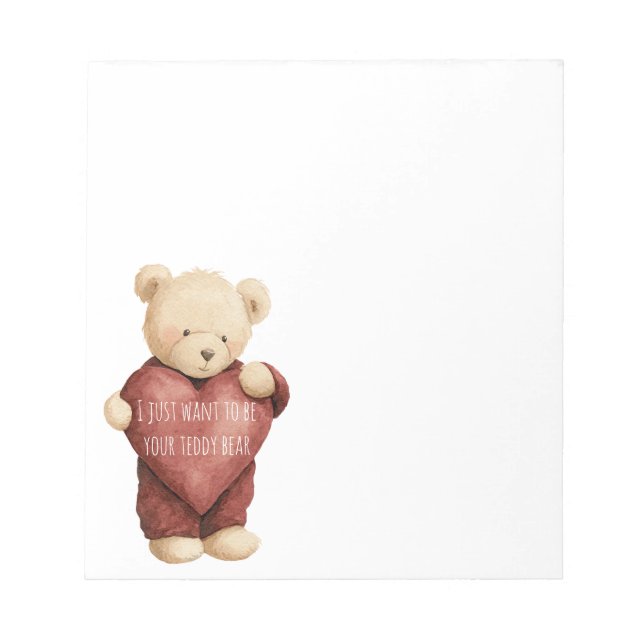 Bloc-note Ours en peluche cœur rouge (Devant)