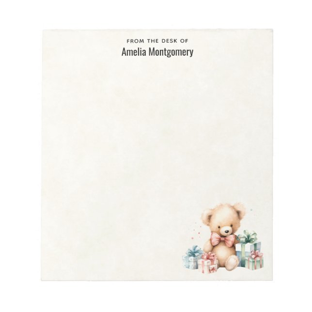 Bloc-note Ours en peluche mignonne avec cadeaux de Noël (Devant)