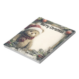 Bloc-note Ours en peluche mignonne avec décorations de Noël