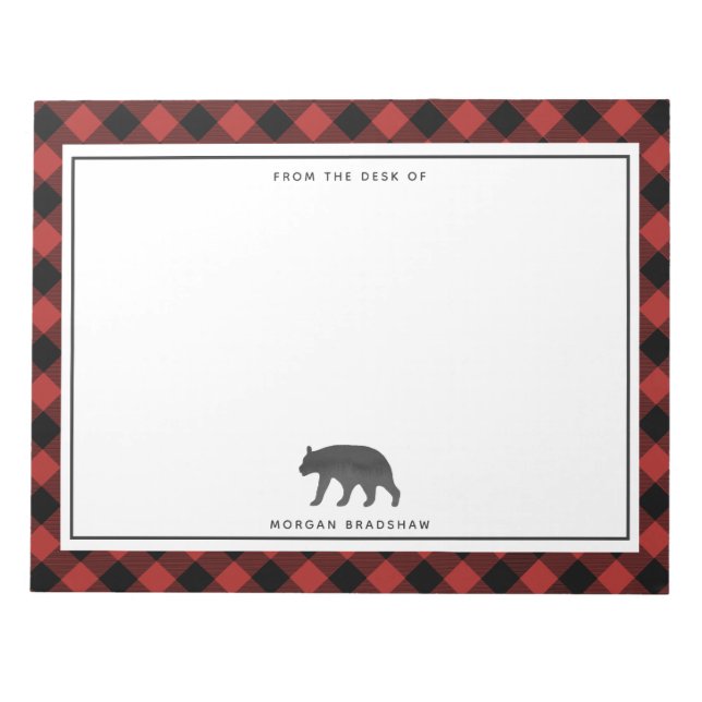 Bloc-note Ours Noir Plaid Buffalo Personnalisé (Devant)