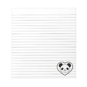 Bloc-note Ours Panda Bébé Tamponné En Caoutchouc Et Cœur Ali