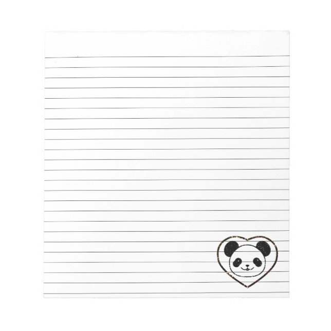 Bloc-note Ours Panda Bébé Tamponné En Caoutchouc Et Cœur Ali (Devant)