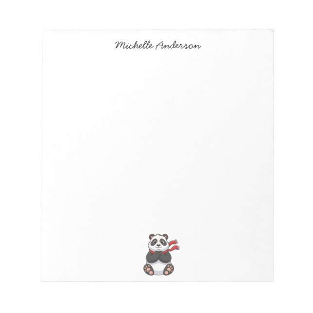 Bloc-note Ours Panda Mignon Branché Personnalisé  (Devant)