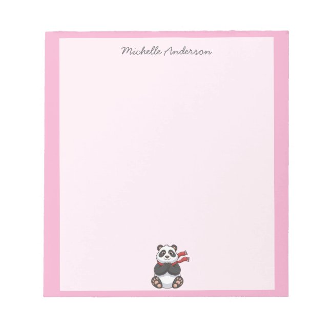 Bloc-note Ours Panda Mignon Branché Personnalisé Rose (Devant)