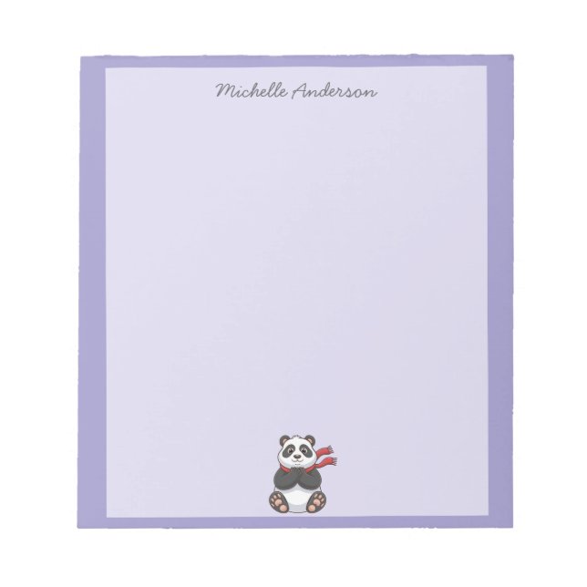 Bloc-note Ours Panda Mignon Branché Personnalisé Violet      (Devant)