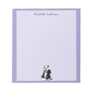 Bloc-note Ours Panda Mignon Branché Personnalisé Violet     