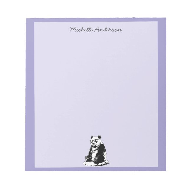 Bloc-note Ours Panda Mignon Branché Personnalisé Violet      (Devant)