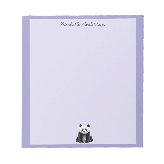 Bloc-note Ours Panda Mignon Branché Personnalisé Violet      (Devant)