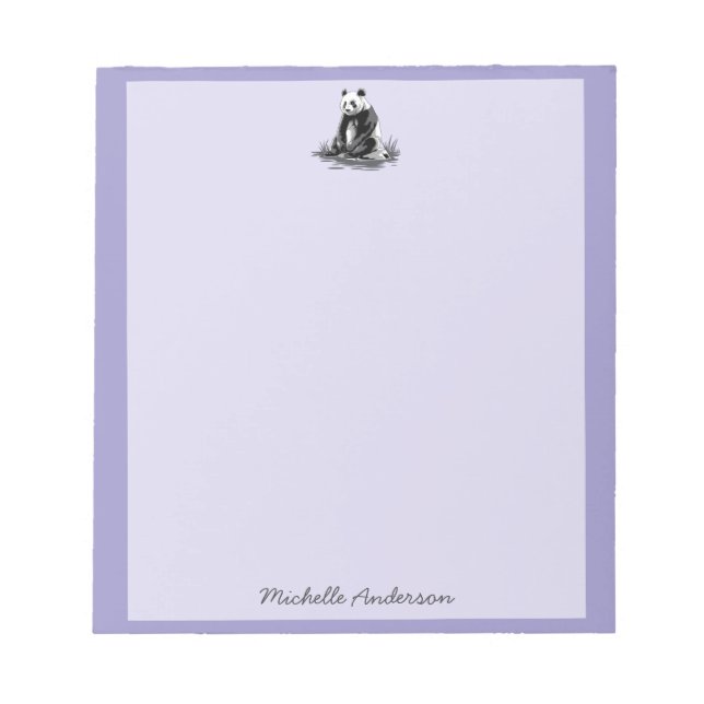 Bloc-note Ours Panda Mignon Branché Personnalisé Violet      (Devant)