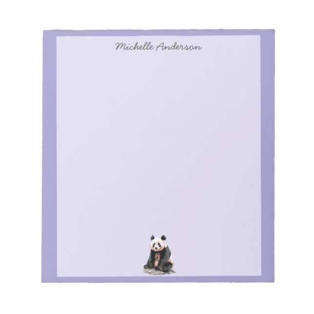 Bloc-note Ours Panda Mignon Branché Personnalisé Violet      (Devant)