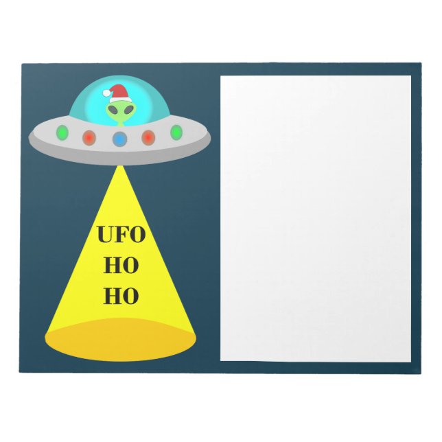 Bloc-note OVNI de Noël Ho Ho Alien soucoupe volante (Devant)