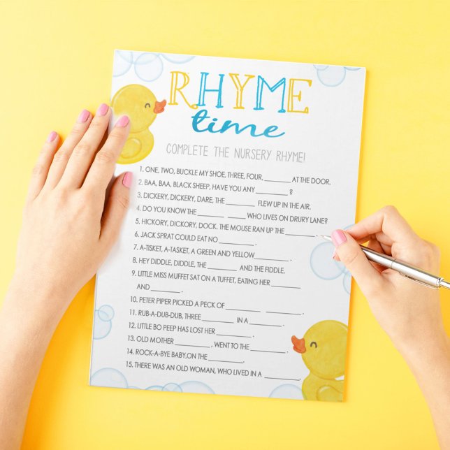 Bloc-note Pack de jeu Baby shower de canard en caoutchouc (Nursery Rhyme Fill in the Blank Watercolor Rubber Duck Baby Shower Game Pack of 40 Answer Sheets)