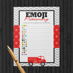 Bloc-note Pack de jeu Baby shower Emoji Pictionary Firetruck
