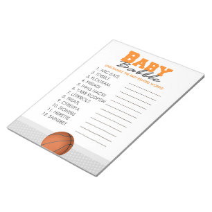 Bloc-note Pack de jeu de Baby shower de basket-ball Word Scr