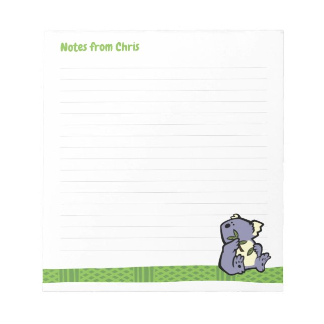 Bloc-note Pad de note de Koala (Devant)