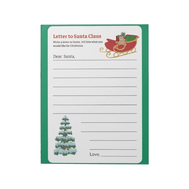 Bloc-note Page d'activité de vacances Lettres au Père Noël (Tourné)