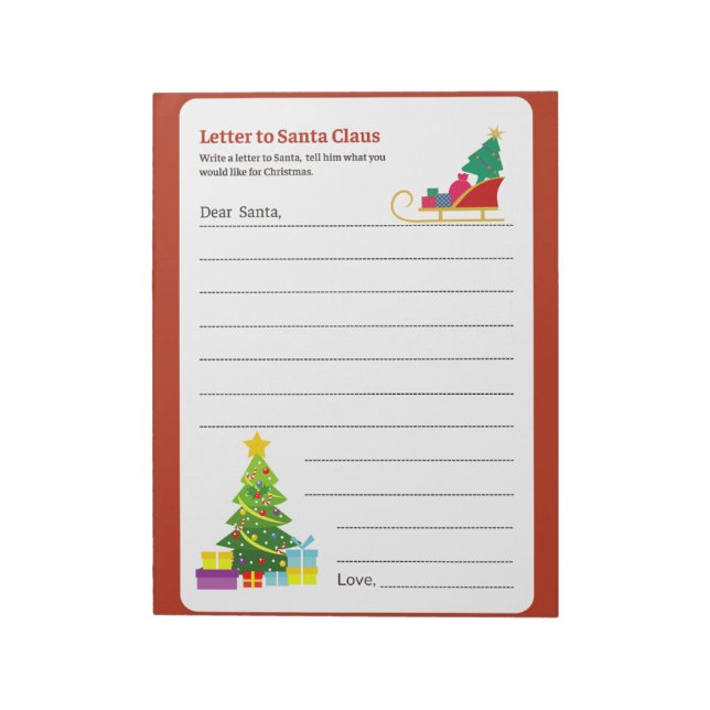 Bloc-note Page d'activité pour lettre au Père Noël (Tourné)