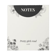 Page de notes de lecture florale monochrome