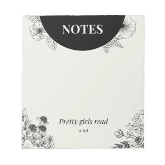 Bloc-note Page de notes de lecture florale monochrome