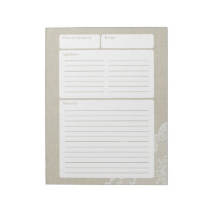 Bloc-note Page de recette Brûlure et dentelle