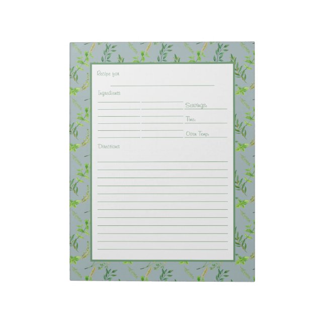 Bloc-note Page de recette encadrée pour Classeur Feuille Her (Tourné)