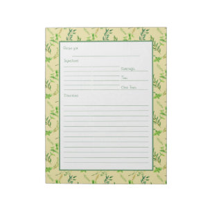 Bloc-note Page de recette pour Classeur Feuille de Herbe Ver