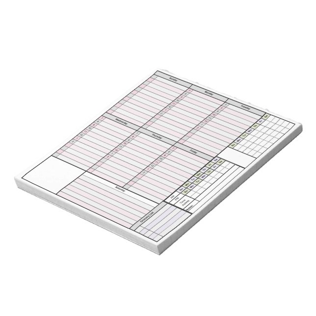 Bloc-note Page du planificateur hebdomadaire avec suivi et g (Tourné)