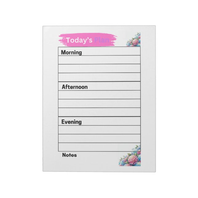 Bloc-note Pages de l'hortensia rose du plan d'aujourd'hui  (Tourné)