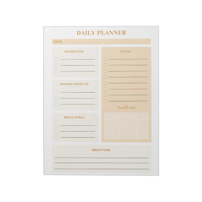 Bloc-note Pages de planificateur quotidien de couleur neutre (Tourné)