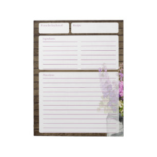 Bloc-note Pages de recettes Rustic Barn Wood and Jar of Flow